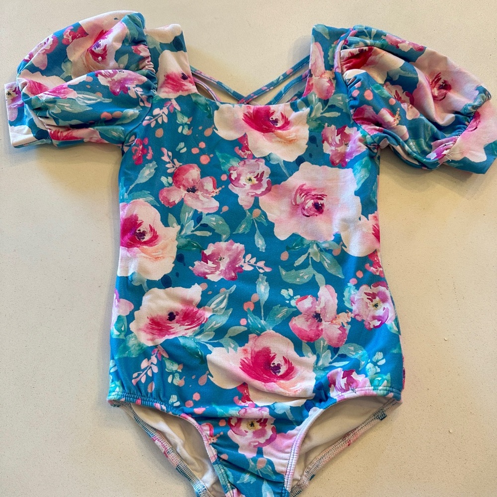 Adorable Cheeky Plum Floral Leotard - 4T EUC